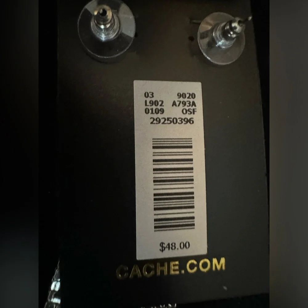 NWT Cache Rhinestone Silver Dangle Earrings - Picture 3 of 6
